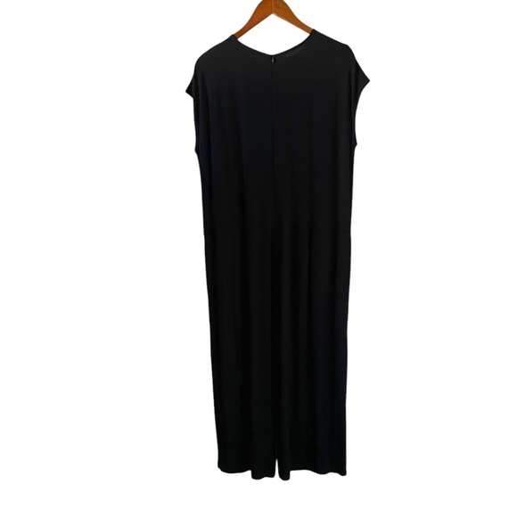 Eileen Fisher Wide-Leg Crop Stretch Jersey Jumpsuit In Black Size L